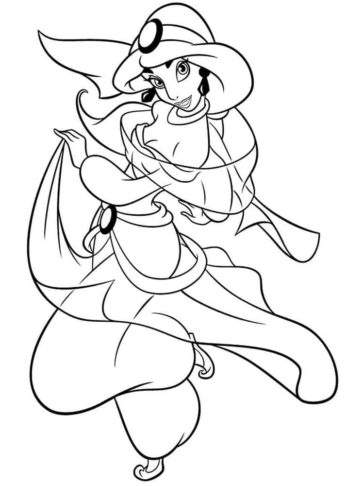 Desenho de Princesa Jasmine Muito Linda para Colorir