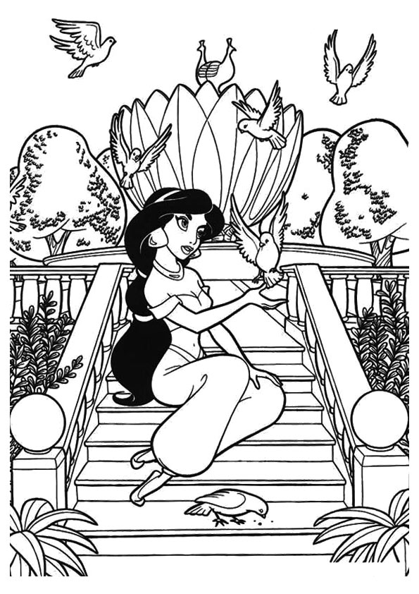 Desenho Imprimivel em Pdf de Princesa Jasmine para Pintar Grátis