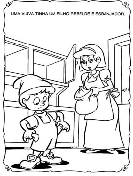 Desenho de joão e O pé de feijão para Colorir