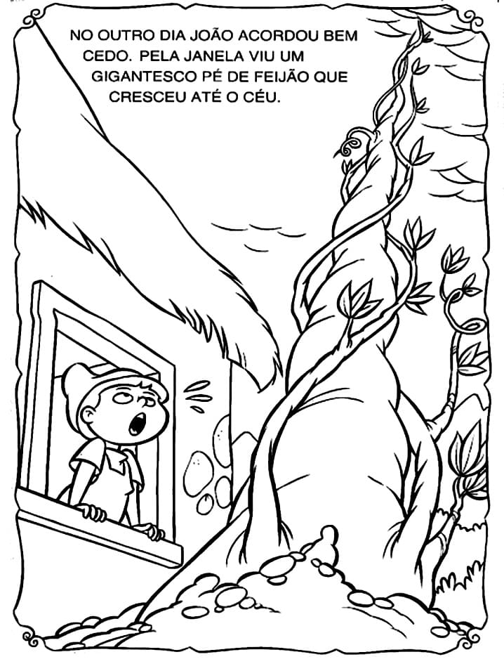 Desenho de João e o Pé de Feijão para Colorir Crianças