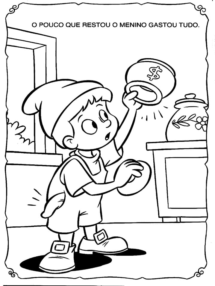 Desenho de João e o Pé de Feijão para Colorir Detalhado