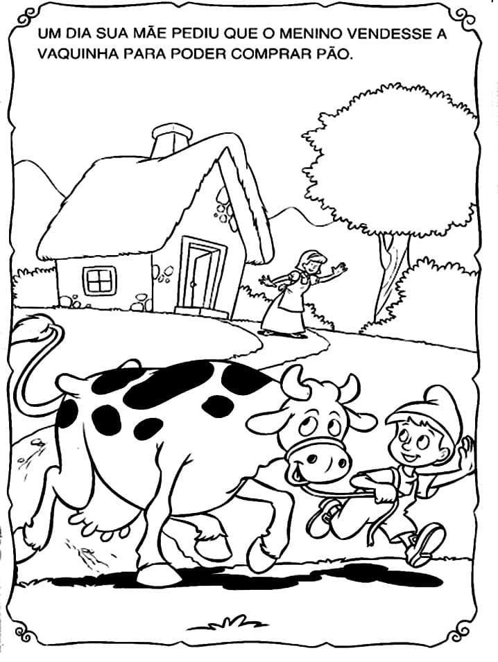 Desenho de João e o Pé de Feijão para Colorir e Imprimir