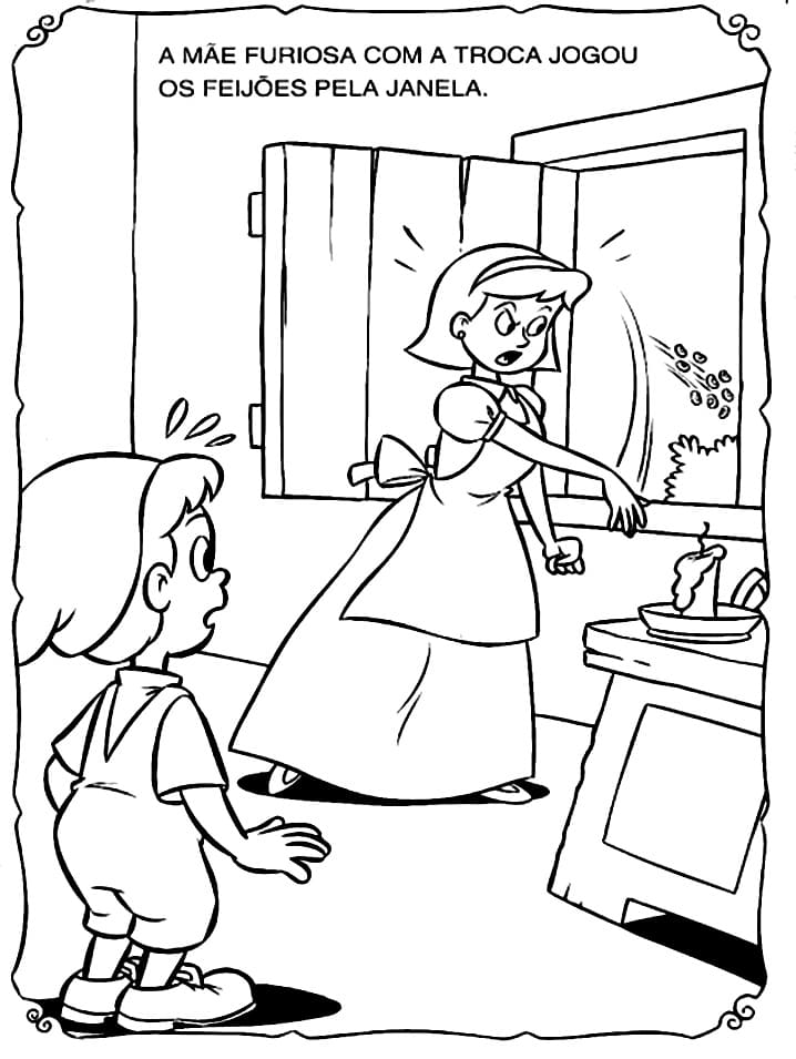 Desenho de João e o Pé de Feijão para Colorir Fácil