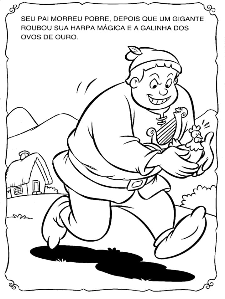 Desenho de João e o Pé de Feijão para Colorir Infantil