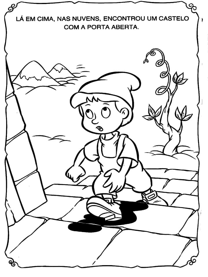 Desenho de João e o Pé de Feijão para Imprimir