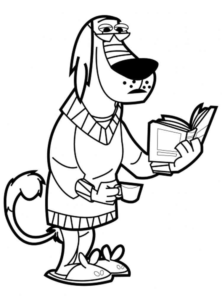 Dedesenho de Dukey Lendo Livro de Johnny Test para Colorir