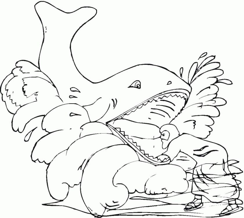 Desenho de Imagem de Jonas e a Baleia para Colorir