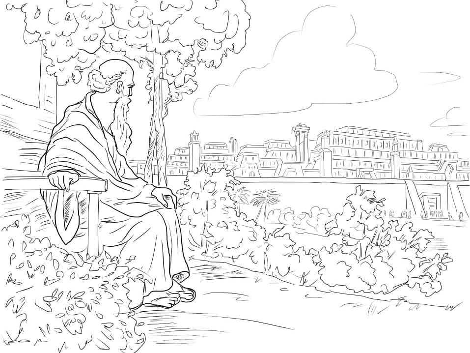 Desenho de Pintura de Jonas e a Baleia para Colorir