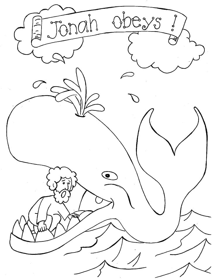 Desenho de Jonas e a Baleia Libertação para Colorir e Baixar Pdf