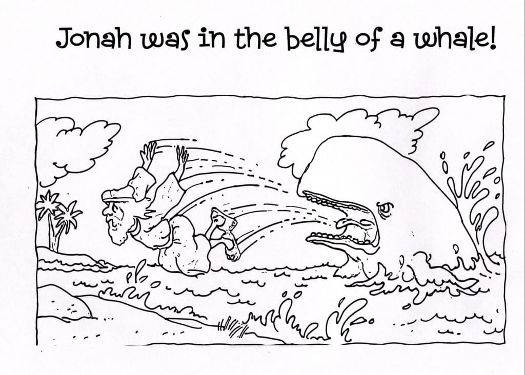 Desenho de Jonas e a Baleia para Colorir com Lápis de Cor