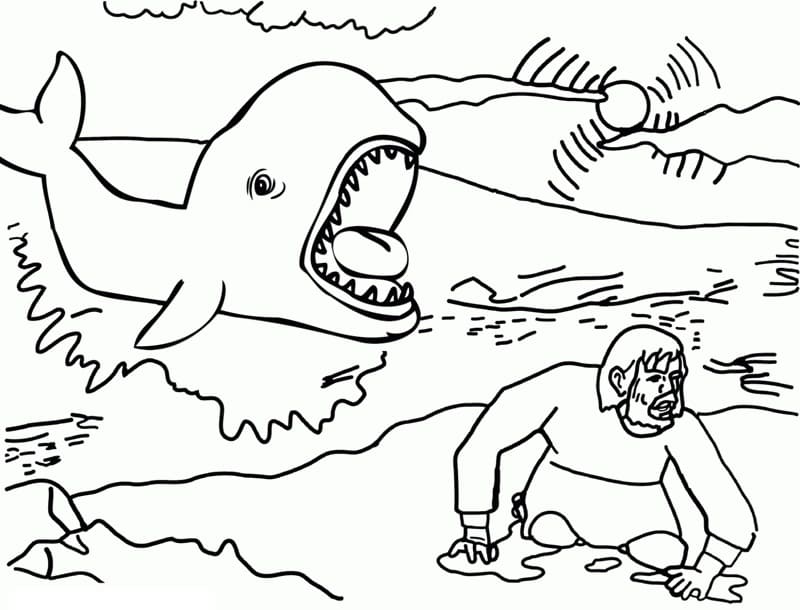 Desenho de Jonas e a Baleia para Imprimir em Pdf
