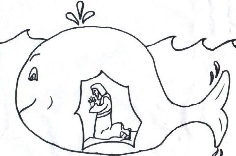 Desenho de Jonas e a Baleia Profeta Fugindo para Colorir Download