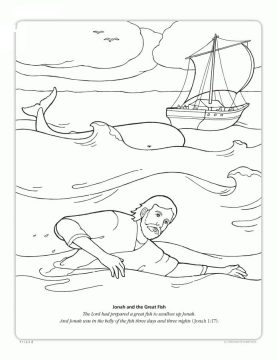Desenho de Jonas e a Baleia Profeta na bíblia para Imprimir Download