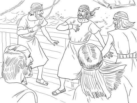 Desenho de Jonas e a Baleia Profeta para Colorir Imprimível Download