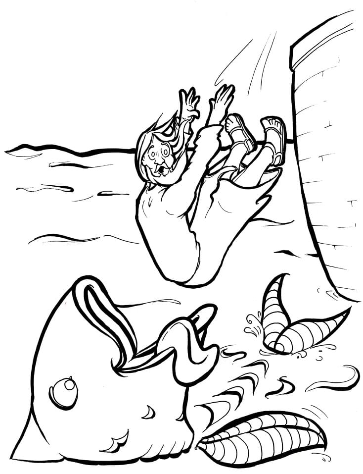 Desenho de Jonas e a Baleia Profeta para Imprimir Grátis