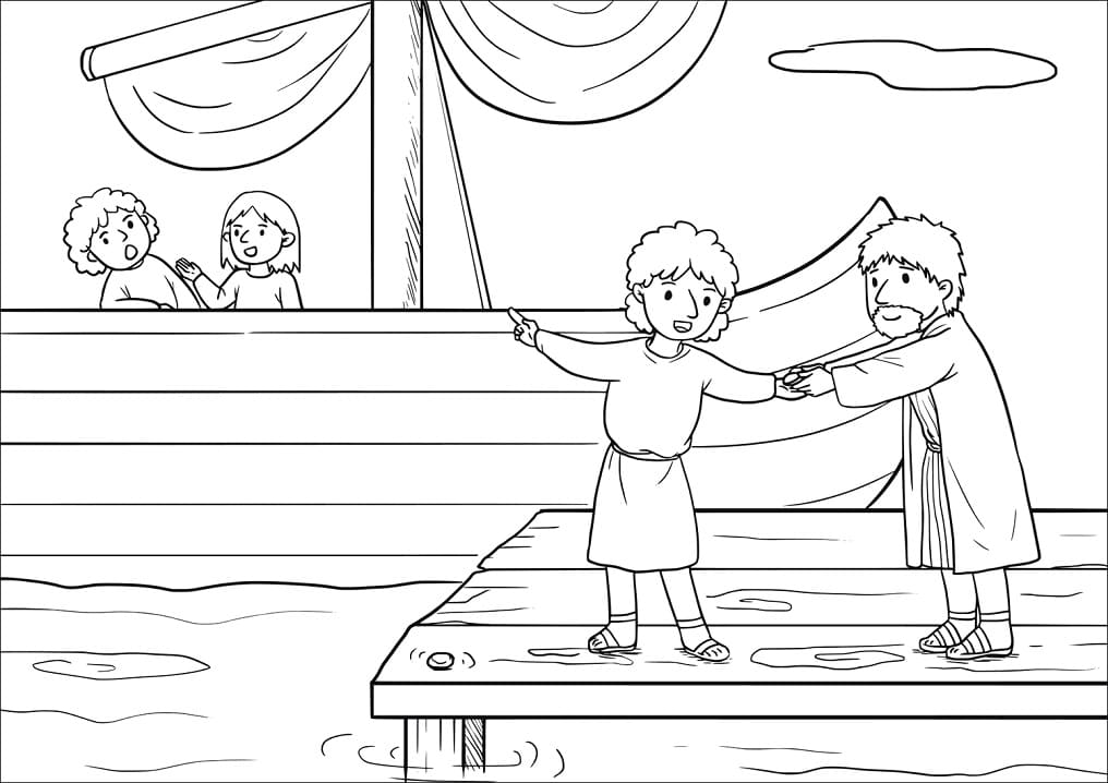 Desenho de Jonas e a Baleia Profeta Pregando para Colorir com Lápis de Cor Pdf
