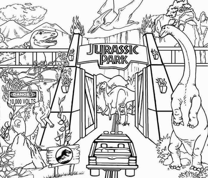 Desenho de Jurassic Park para Colorir