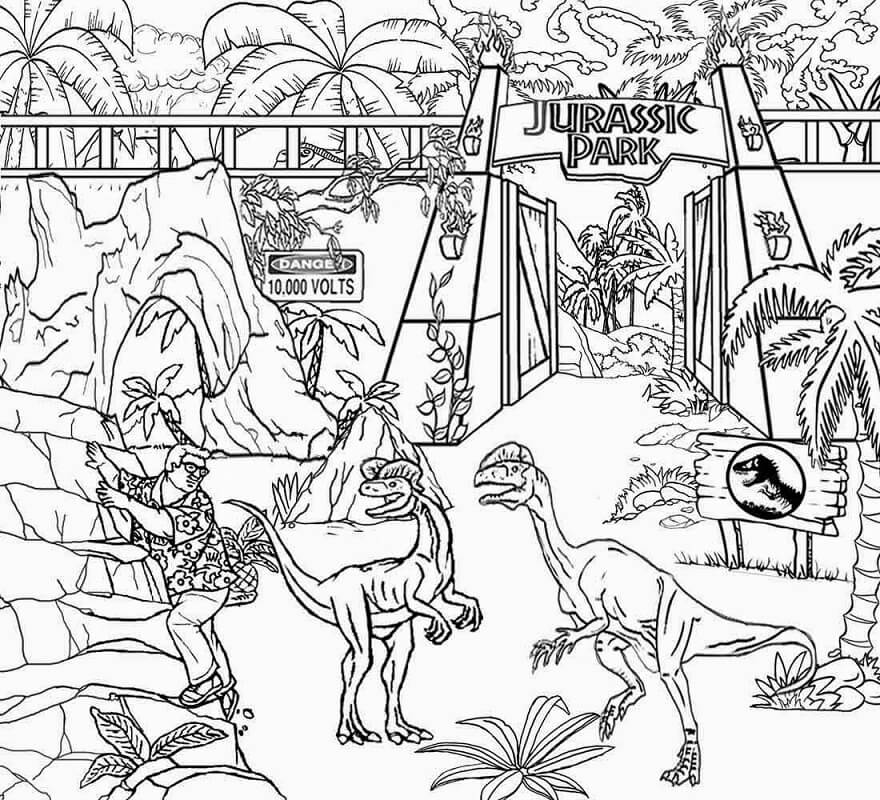 Desenho de Jurassic Park Pintar Grátis