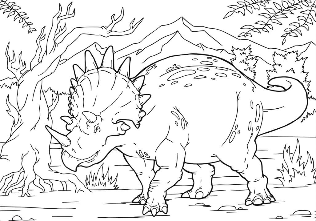 Desenho de Triceratops Jurassic Park Figuras Imprimiveis
