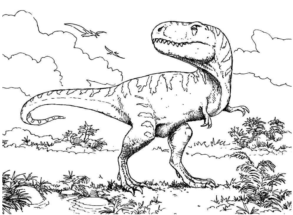 Desenho T Rex Parque dos Dinossauros para Colorir
