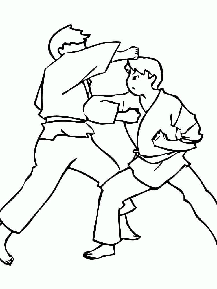 Desenho de a Luta de Karate para Colorir