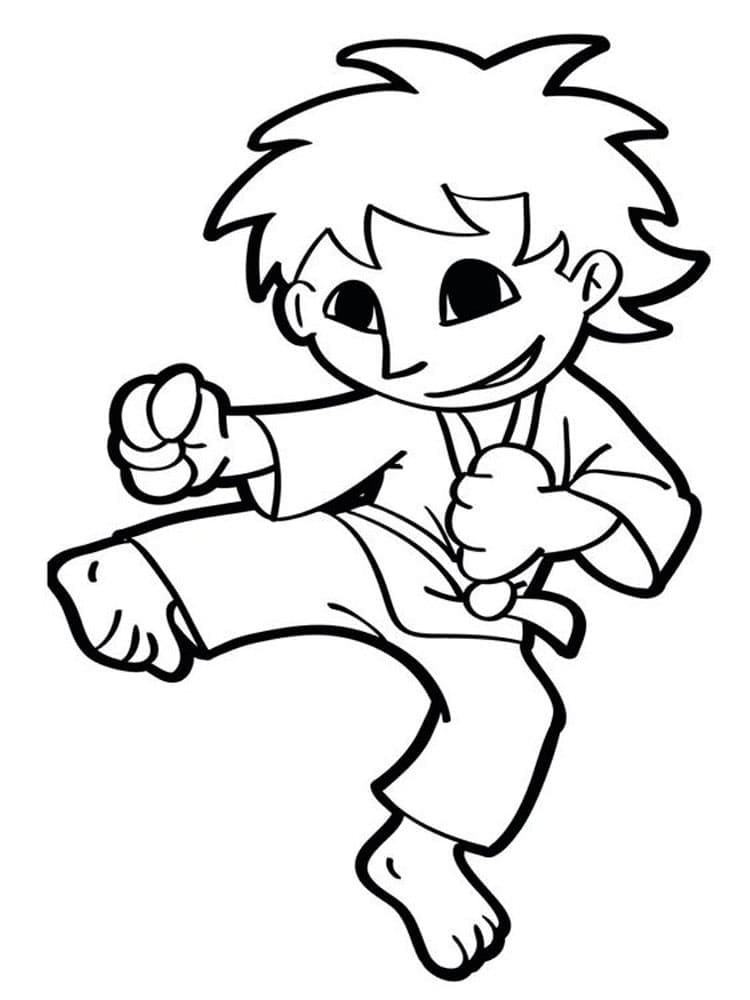 Desenho de Chute de Karate para Colorir
