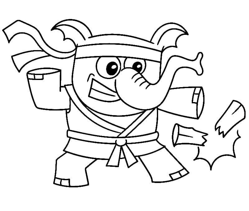 Desenho de Elefante de Karate para Colorir
