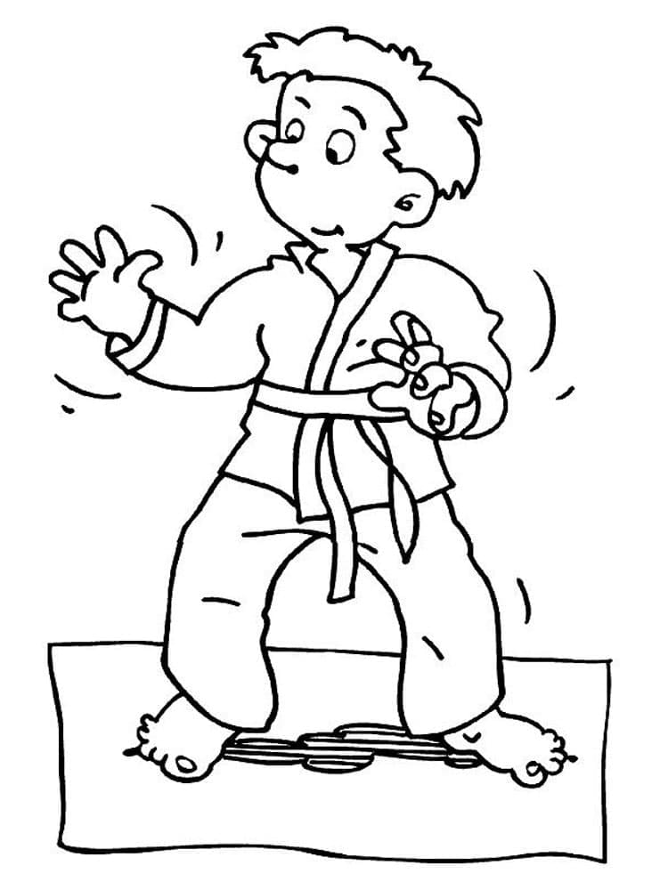 Desenho de Fazendo Karate para Colorir