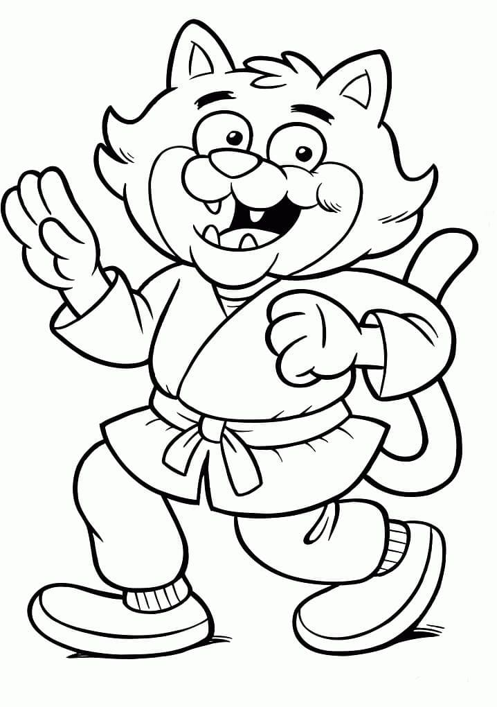 Desenho de Gato Karate para Colorir