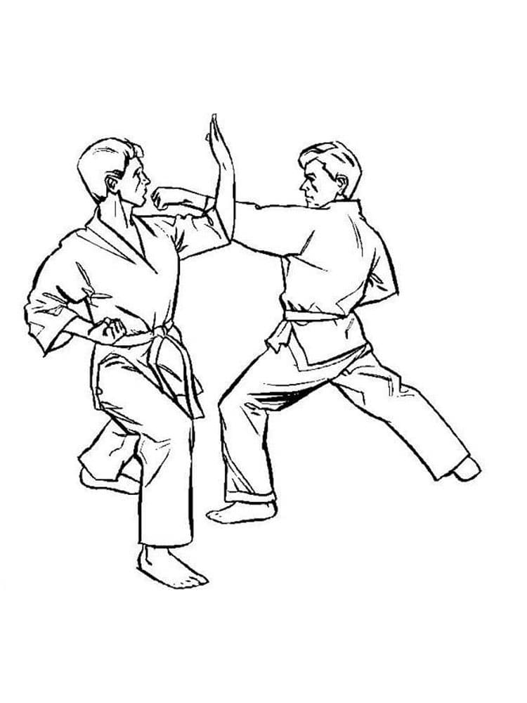 Desenho de Luta de Karate para Colorir