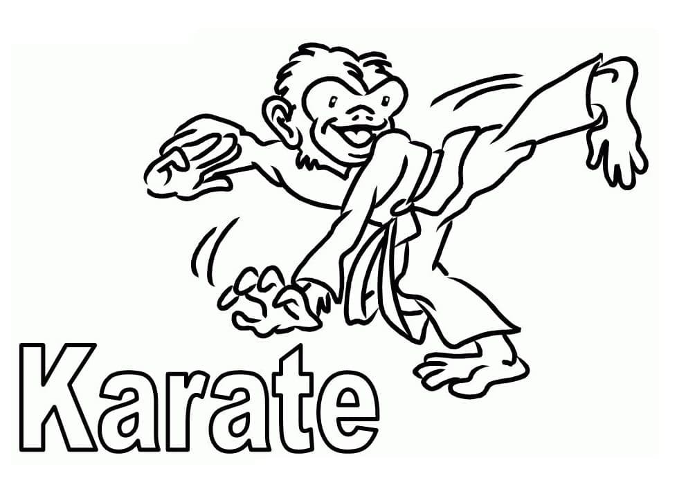 Desenho de Macaco Karate para Colorir