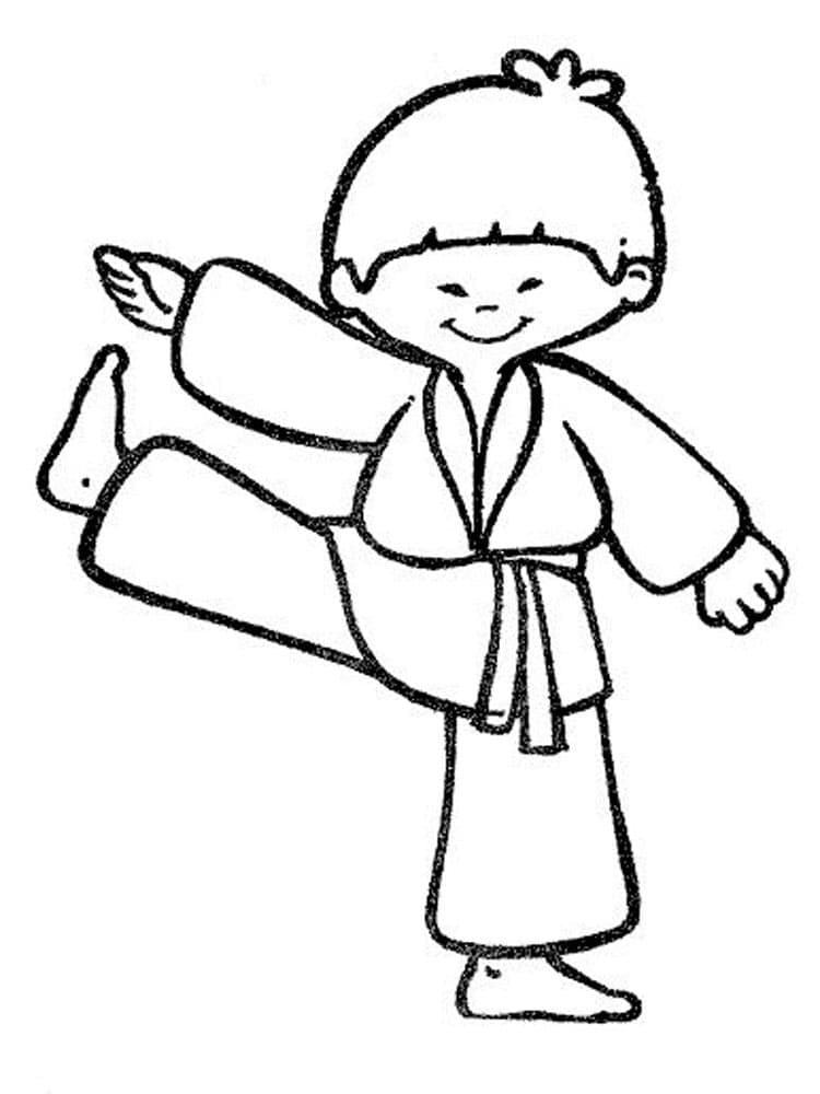 Desenho de Menino Karate para Colorir
