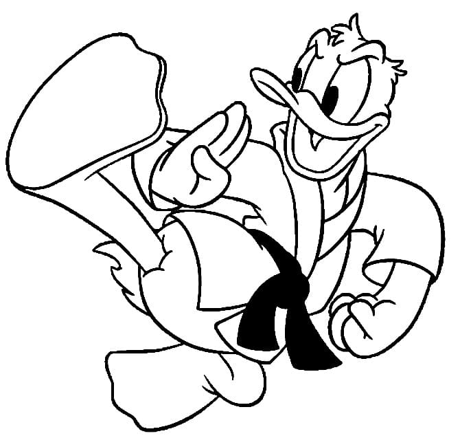 Desenho de Pato Donald Karate para Colorir