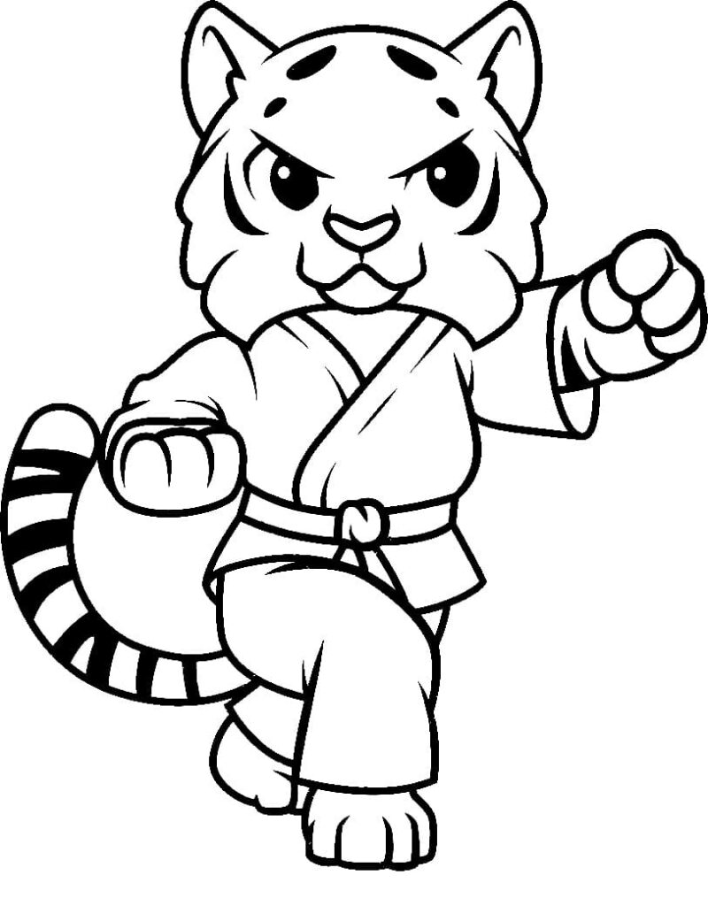 Desenho de Tigre Karate para Colorir