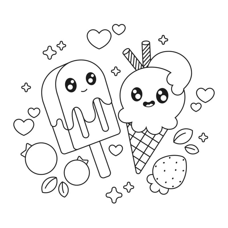 Desenho de Foto Kawaii para Colorir