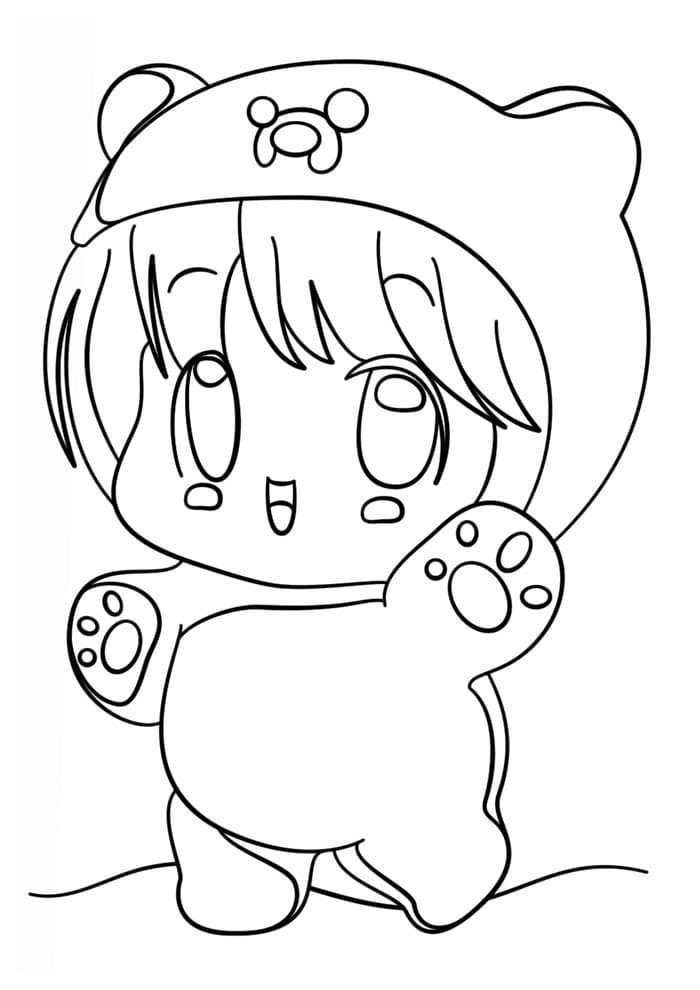 Desenho de Garotinho Kawaii para Colorir