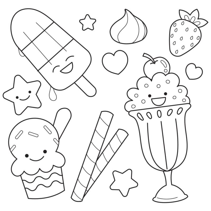 Desenho de Kawaii Imprimivel para Crianças para Colorir