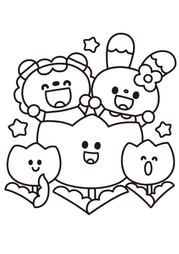 Desenho de Personagens Kawaii para Colorir
