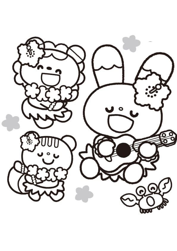 Desenho de Personagens de Desenhos Animados Kawaii para Colorir