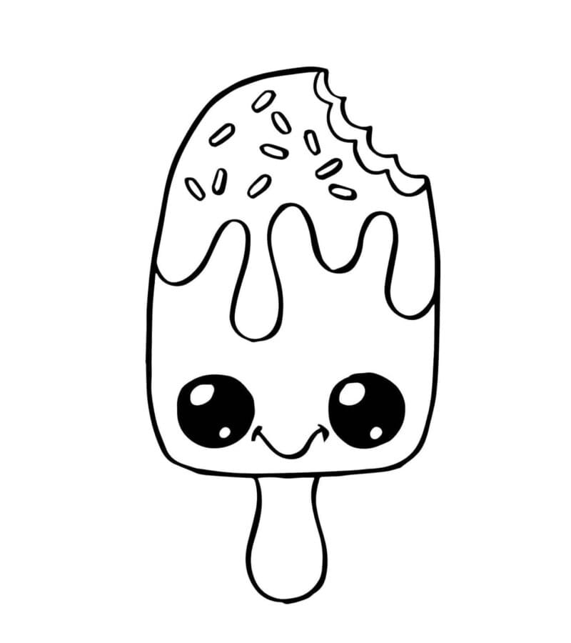 Desenho de Picole Kawaii para Colorir