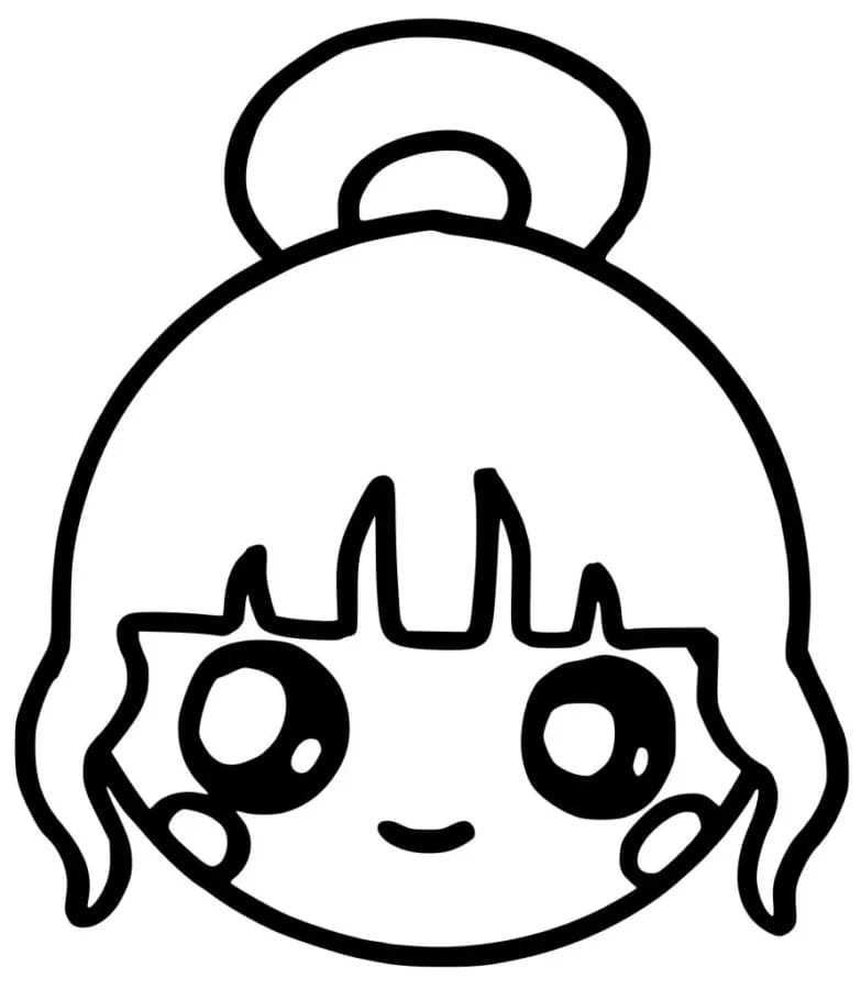 Desenho de Rosto de Menina Kawaii para Colorir