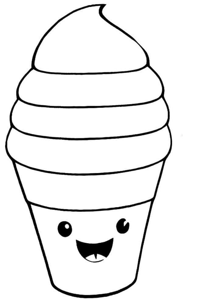 Desenho de Sorvete Kawaii Fácil para Colorir
