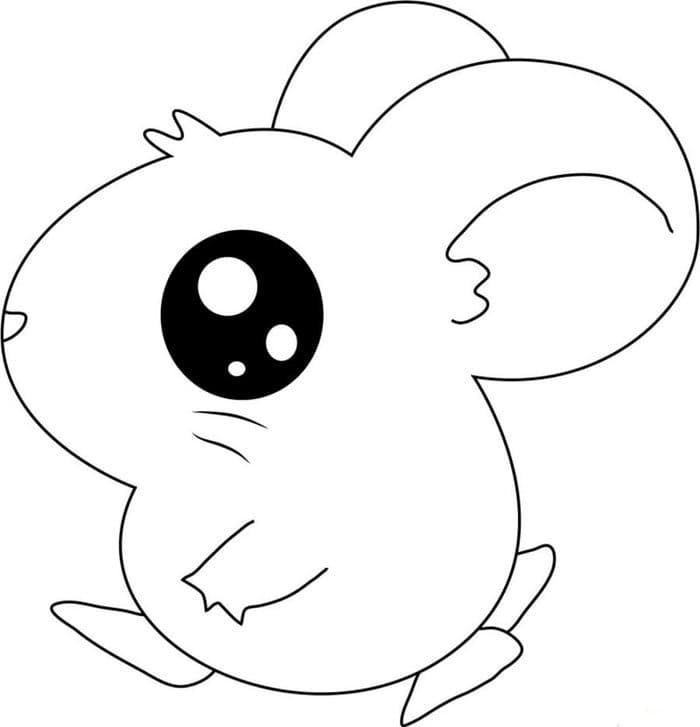 Desenho de um Rato Kawaii para Colorir