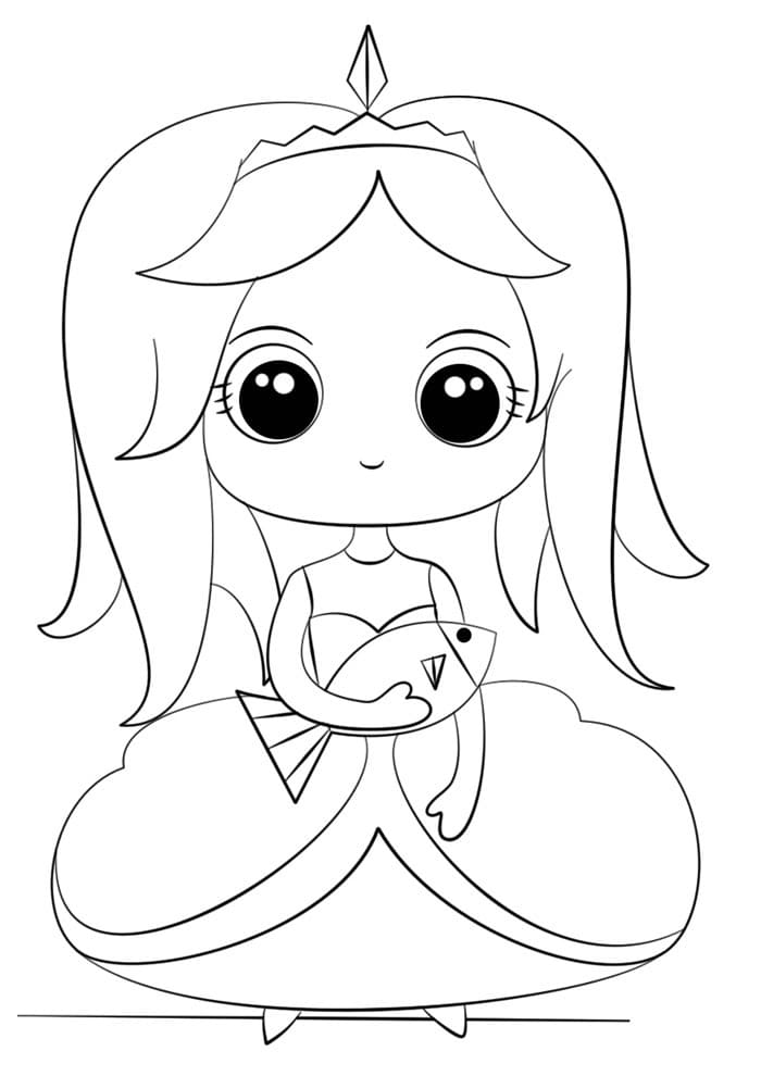 Desenho de uma Menina Kawaii para Colorir
