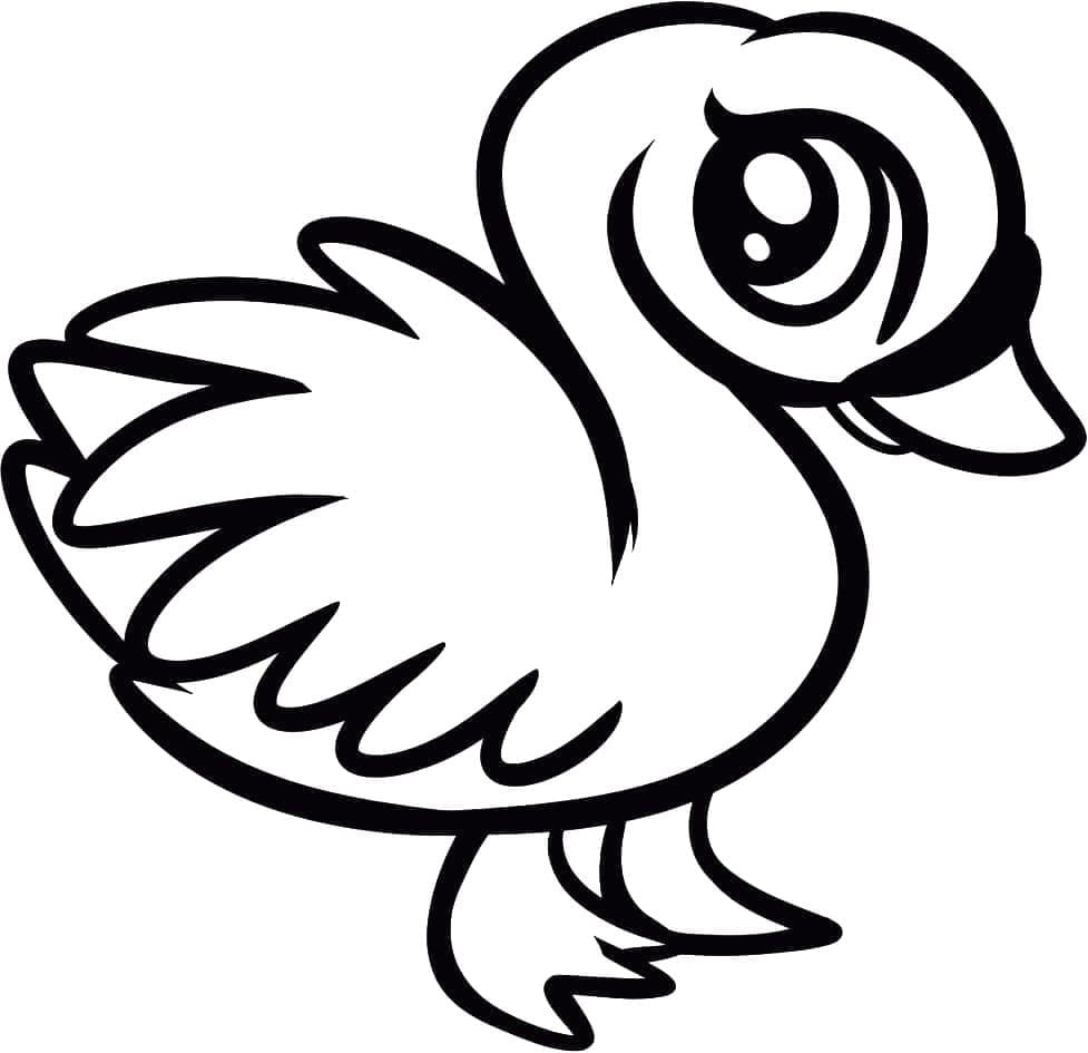 Desenho de Cisne Kawaii para Colorir
