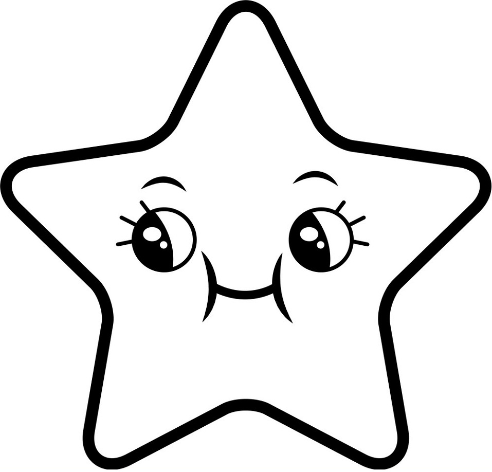 Desenho de Estrelá Kawaii Muito Fofa para Pintar Grátis