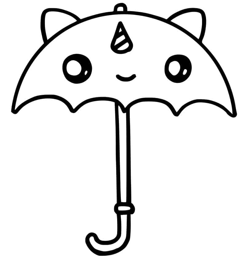 Desenho de Guardá Chuva Kawaii para Colorir