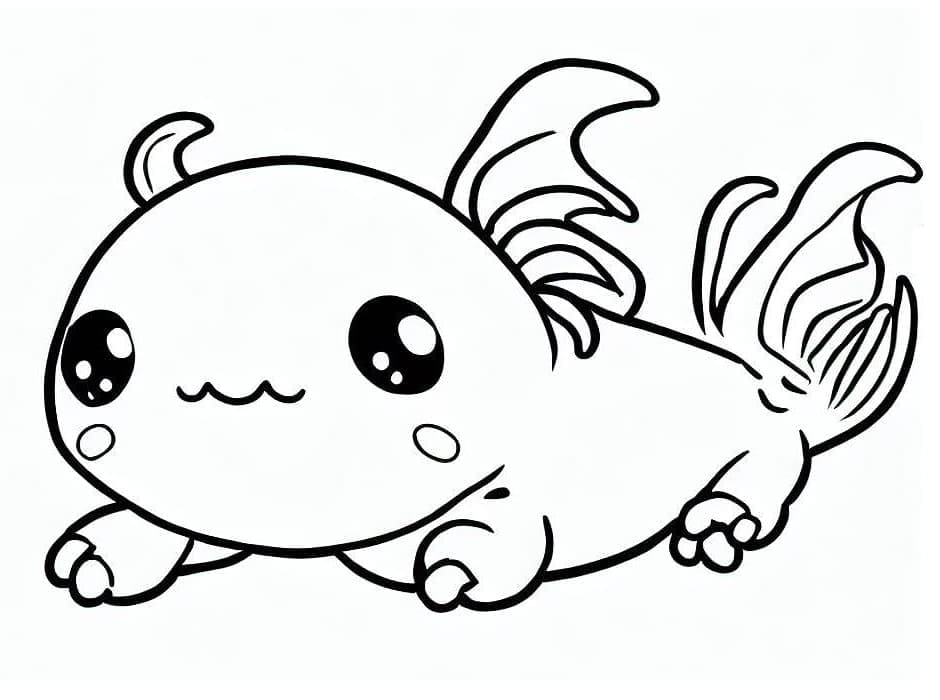 Desenho de Kawaii Axolote para Colorir