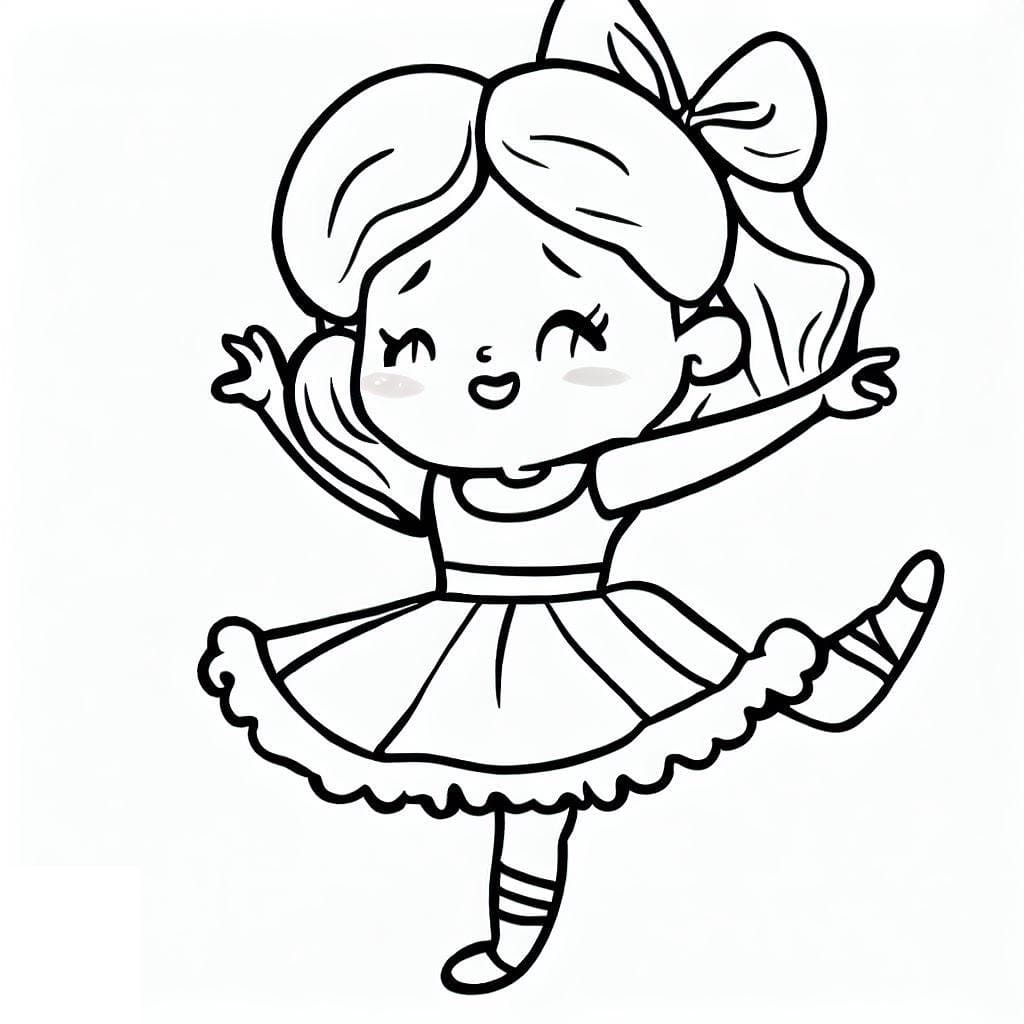 Desenho de Kawaii Menina Dançando para Colorir