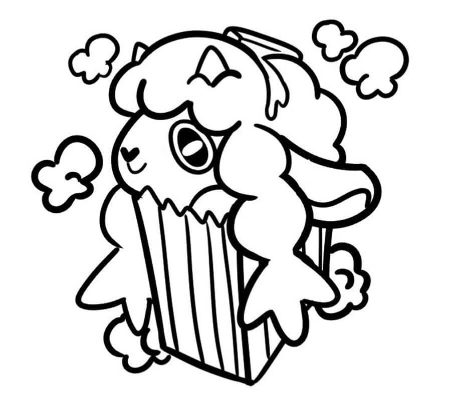 Desenho de Kawaii Pokemon Wooloo para Colorir